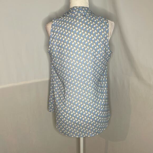 Rose and olive blue white and tan printed tank top - Picture 2 of 6